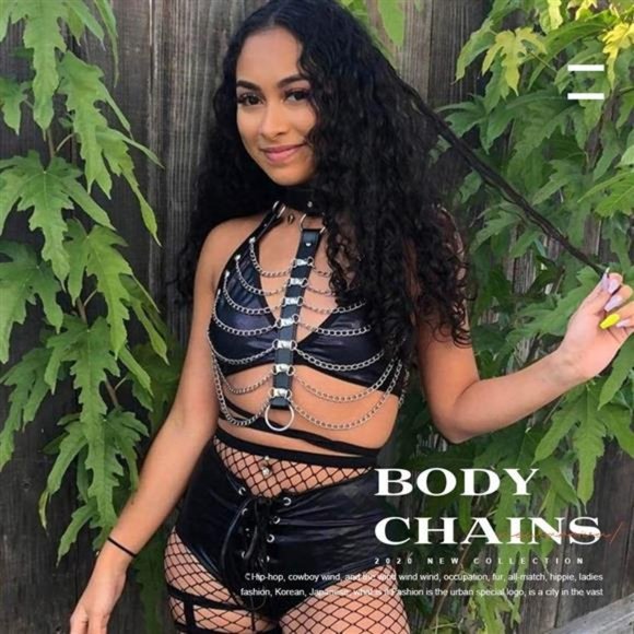 Bodiy Women Waist Harness Belt Black Punk Leather Body Chain Adjustable Gothic main image 4